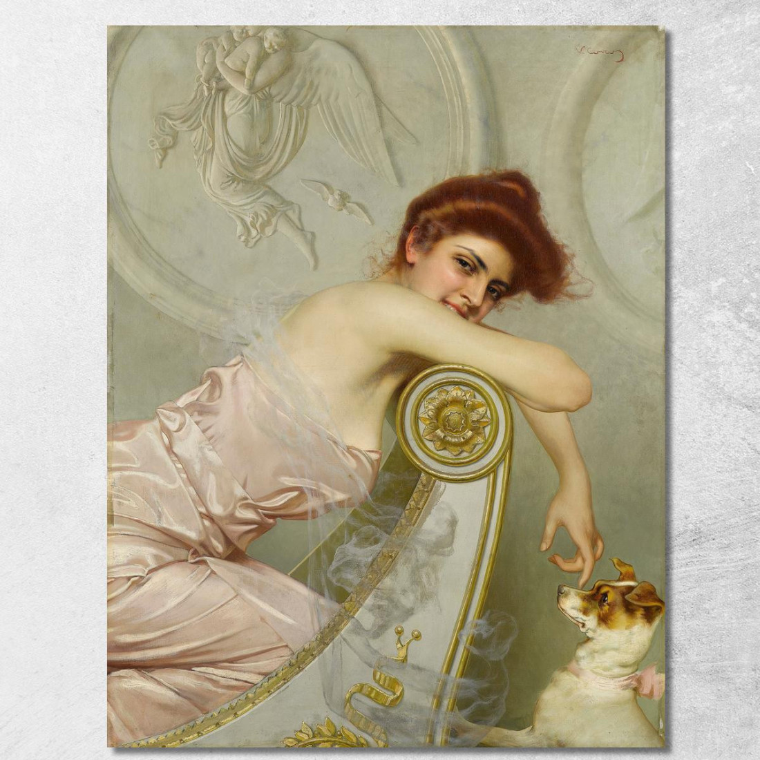 Giovane Donna Con Cucciolo Vittorio Matteo Corcos vmc39 quadro stampato su tela Giovane Donna Con Cucciolo Vittorio Matteo Corcos vmc39 quadro stampato su tela