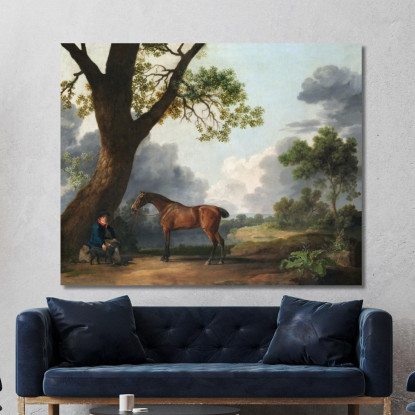Il Cacciatore Del Terzo Duca Di Dorset Con Uno Sposo E Un Cane 1768 George Stubbs gst44 quadro stampato su tela