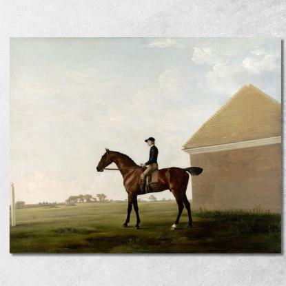 Turf Con Jockey A Newmarket George Stubbs gst46 quadro stampato su tela