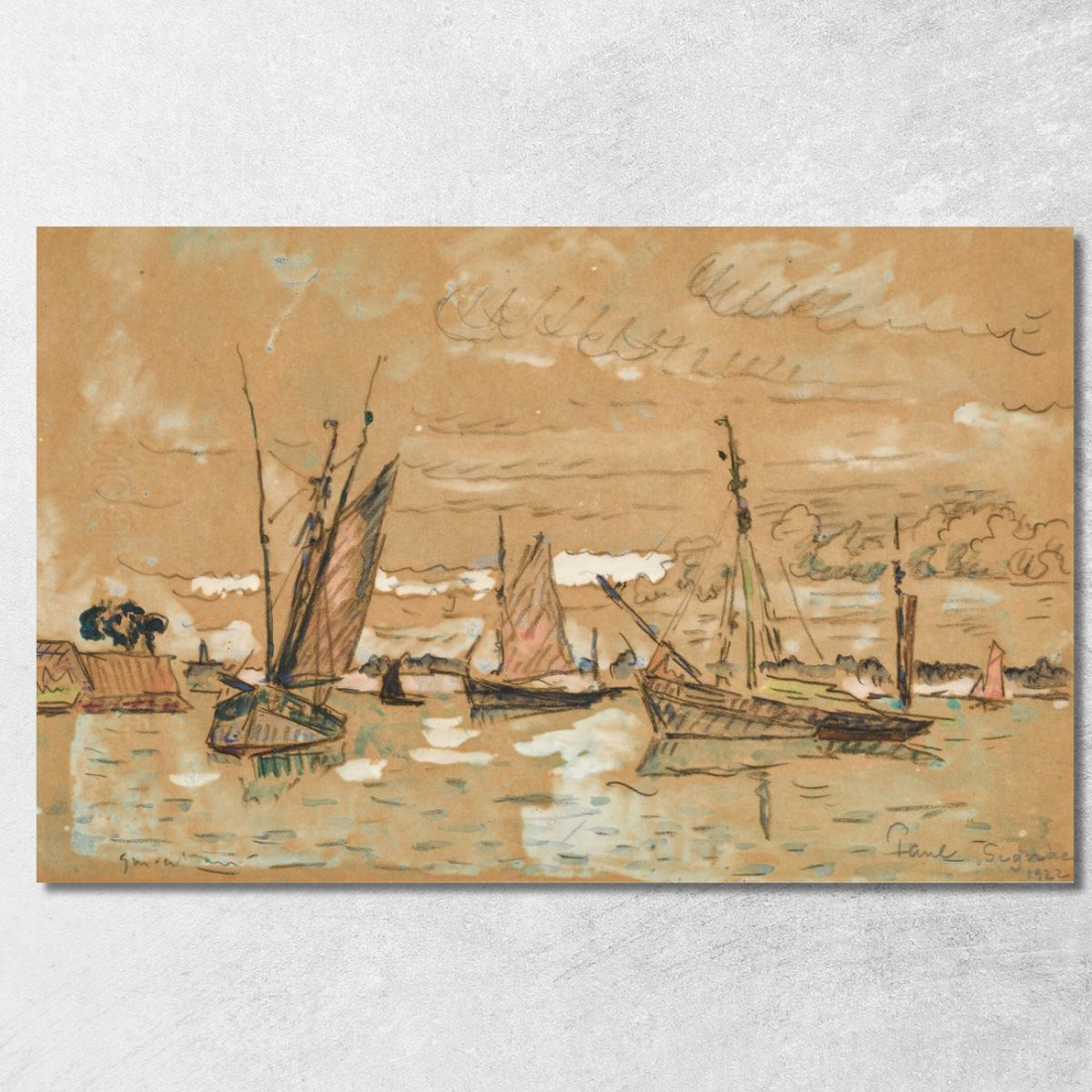 Barche A Honfleur Paul Signac psn12 quadro stampato su tela Barche A Honfleur Paul Signac psn12 quadro stampato su tela