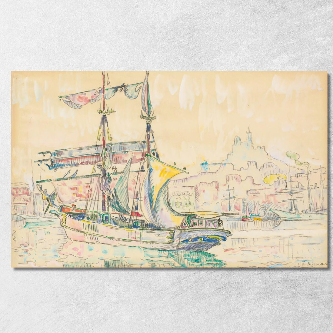 Marsiglia. Veliero Paul Signac psn62 quadro stampato su tela Marsiglia. Veliero Paul Signac psn62 quadro stampato su tela