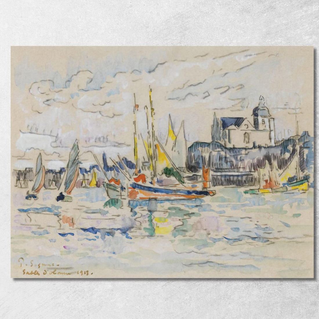 Vista Di Sables D'Olonne Dal Porto Paul Signac psn90 quadro stampato su tela Vista Di Sables D'Olonne Dal Porto Paul Signac psn90 quadro stampato su tela