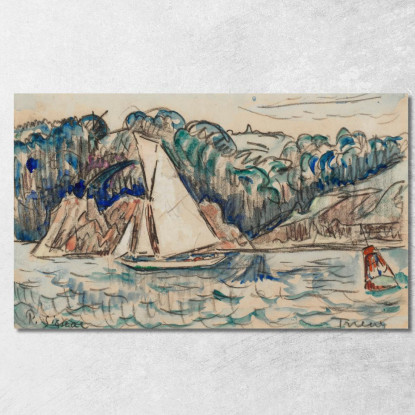 Barca A Vela Sul Trieux Paul Signac psn130 quadro stampato su tela