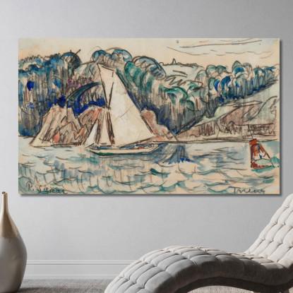 Barca A Vela Sul Trieux Paul Signac psn130 quadro stampato su tela