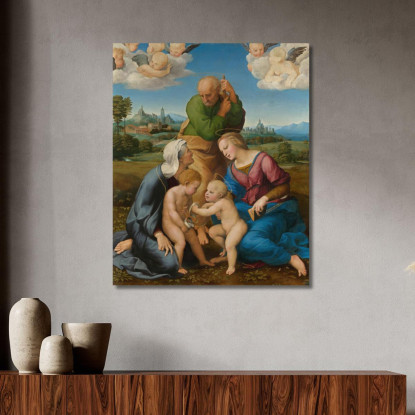 Sacra Famiglia Canigiani Raffaello Sanzio rph4 quadro stampato su tela