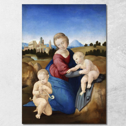 Madonna Col Bambino E San Giovannino Raffaello Sanzio rph13 quadro stampato su tela