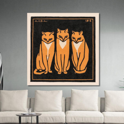 Tre Gatti Julie de Graag jdg60 quadro stampato su tela