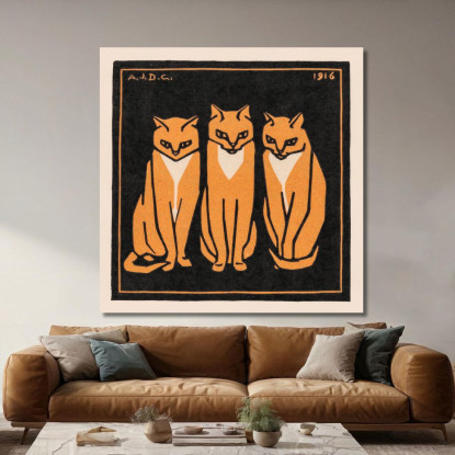 Tre Gatti Julie de Graag jdg60 quadro stampato su tela