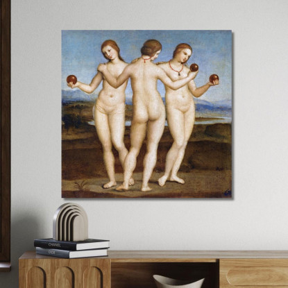 Tre Grazie Raffaello Sanzio rph47 quadro stampato su tela