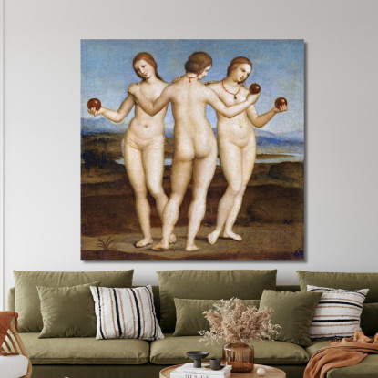 Tre Grazie Raffaello Sanzio rph47 quadro stampato su tela