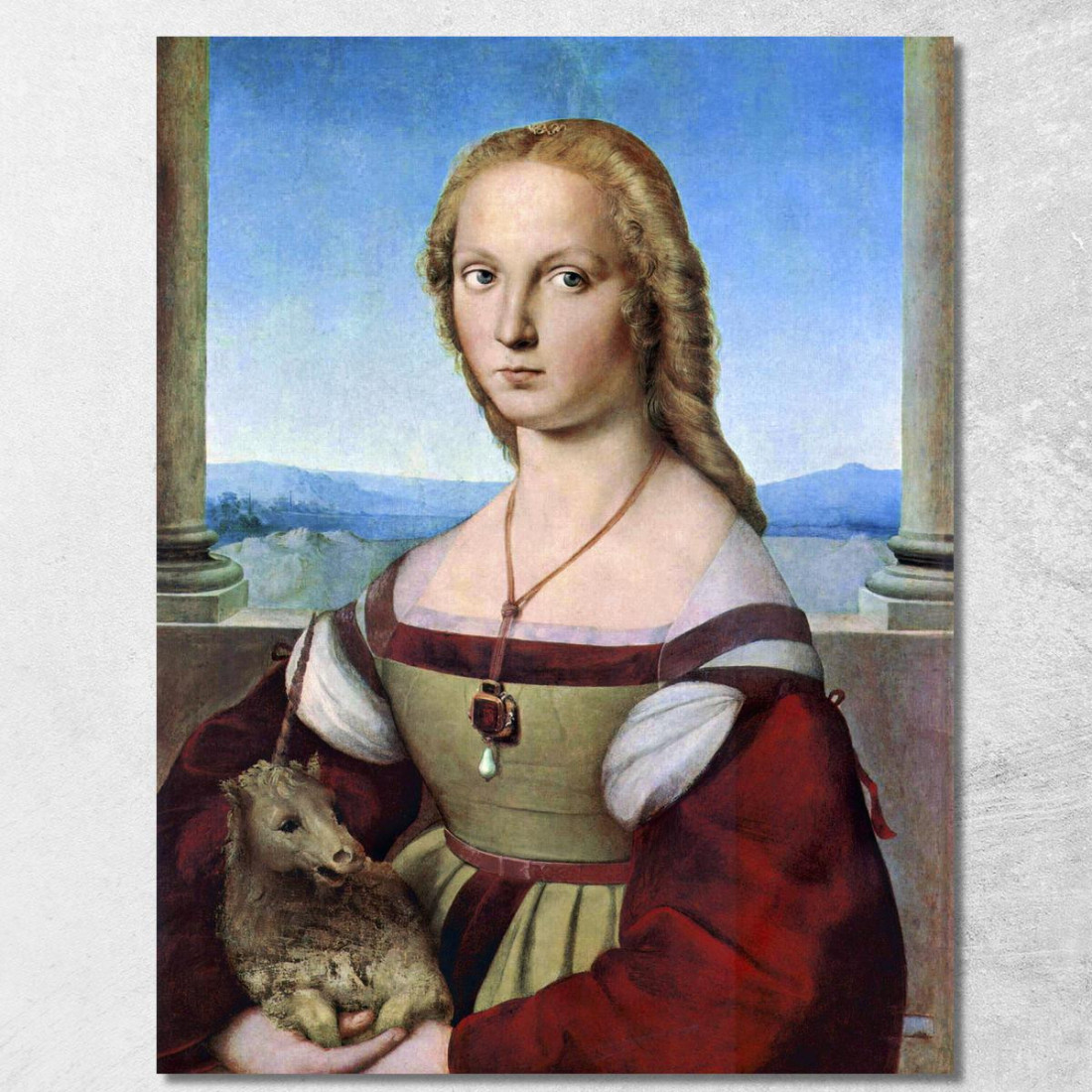 Giovane Donna Con Unicorno Raffaello Sanzio rph50 quadro stampato su tela Giovane Donna Con Unicorno Raffaello Sanzio rph50 quadro stampato su tela