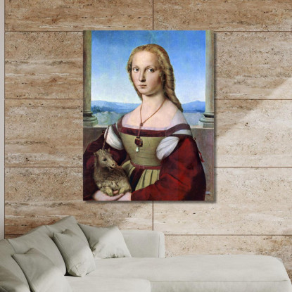 Giovane Donna Con Unicorno Raffaello Sanzio rph50 quadro stampato su tela