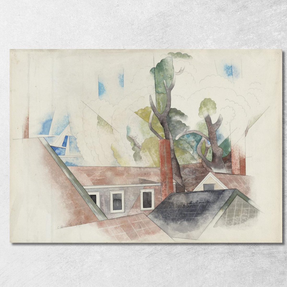 Tetti E Alberi Charles Demuth cdm44 quadro stampato su tela Tetti E Alberi Charles Demuth cdm44 quadro stampato su tela