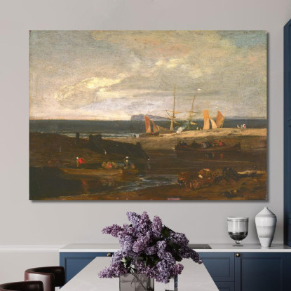 Una Scena Sulla Costa Inglese Joseph Mallord William Turner jwt23 quadro stampato su tela