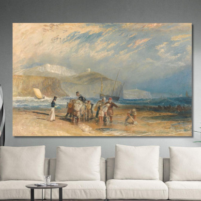 Porto E Costa Di Folkestone Fino A Dover Joseph Mallord William Turner jwt48 quadro stampato su tela