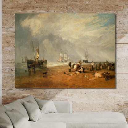 Il Mercato Del Pesce A Hastings Beach Joseph Mallord William Turner jwt130 quadro stampato su tela