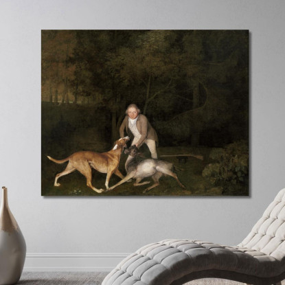 Freeman, Le Garde-Chasse Du Comte De Clarendon Avec Une Biche Et Un Chien Mourants 1800 George Stubbs tableau impression sur toi