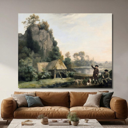 Zwei Herren Beim Schießen Mit Blick Auf Die Creswell Crags, Aufgenommen Vor Ort George Stubbs drucken auf leinwand