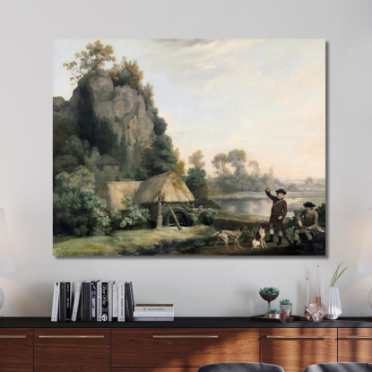 Zwei Herren Beim Schießen Mit Blick Auf Die Creswell Crags, Aufgenommen Vor Ort George Stubbs drucken auf leinwand