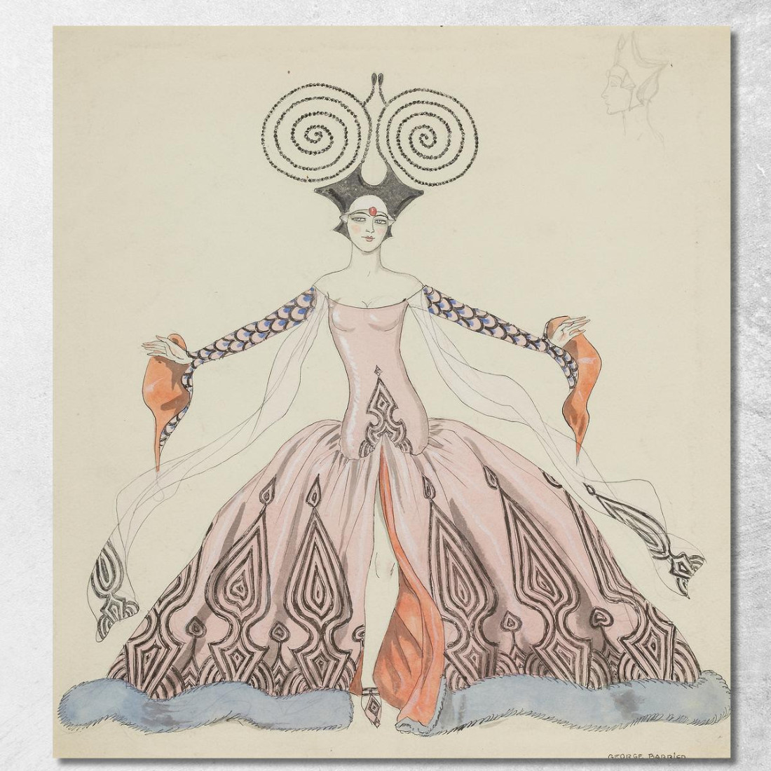 Disegno Di Costumi George Barbier gbb14 quadro stampato su tela Disegno Di Costumi George Barbier gbb14 quadro stampato su tela
