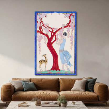 Donna Fulva E Albero Rosso George Barbier gbb55 quadro stampato su tela
