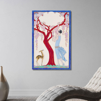 Donna Fulva E Albero Rosso George Barbier gbb55 quadro stampato su tela