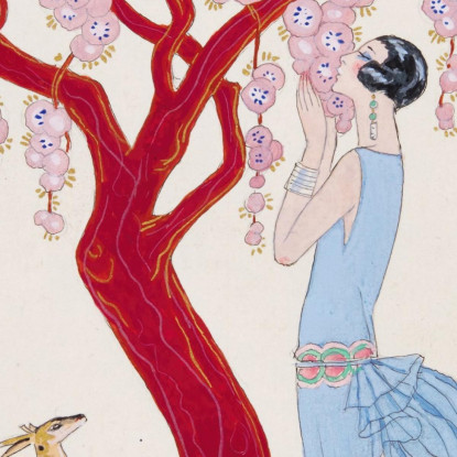 Donna Fulva E Albero Rosso George Barbier gbb55 quadro stampato su tela