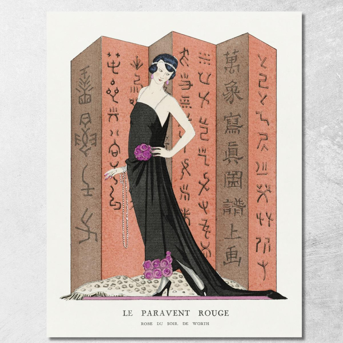 Lo Schermo Rosso Abito Da Sera Di Worth Dalla Gazette Du Bon Ton George Barbier gbb113 quadro stampato su tela Lo Schermo Rosso Abito Da Sera Di Worth Dalla Gazette Du Bon Ton George Barbier gbb113 quadro stampato su tela