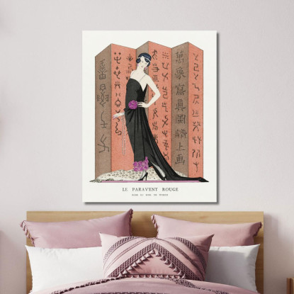 Lo Schermo Rosso Abito Da Sera Di Worth Dalla Gazette Du Bon Ton George Barbier gbb113 quadro stampato su tela
