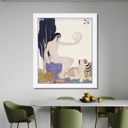 Donna Seduta E Cherubino George Barbier gbb152 quadro stampato su tela