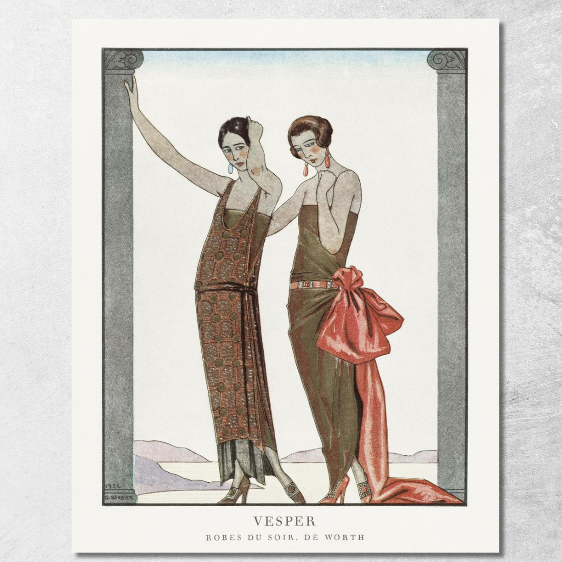 Vesper Abiti Da Sera Di Worth Dalla Gazette Du Bon Ton N. 8 George Barbier gbb158 quadro stampato su tela Vesper Abiti Da Sera Di Worth Dalla Gazette Du Bon Ton N. 8 George Barbier gbb158 quadro stampato su tela