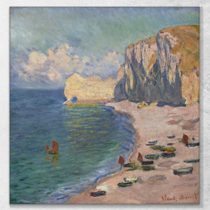 Étretat La Spiaggia E La Falaise D'Amont Claude Monet mnt379 quadro stampato su tela