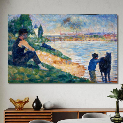 Uno Studio Per Un Bagno Georges Seurat gsr3 quadro stampato su tela