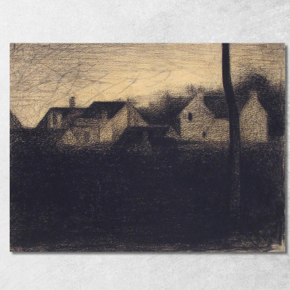 Paesaggio Con Case Georges Seurat gsr40 quadro stampato su tela