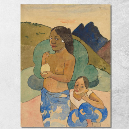 Due Donne Tahitiane In Un Paesaggio Paul Gauguin pgg149 quadro stampato su tela