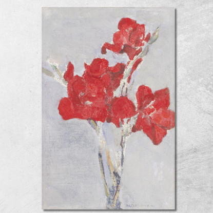 Gladioli Rossi Piet Mondrian pmn63 quadro stampato su tela