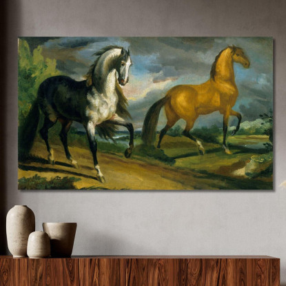 Due Cavalli Théodore Géricault tgr61 quadro stampato su tela
