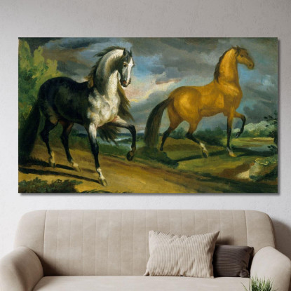 Due Cavalli Théodore Géricault tgr61 quadro stampato su tela