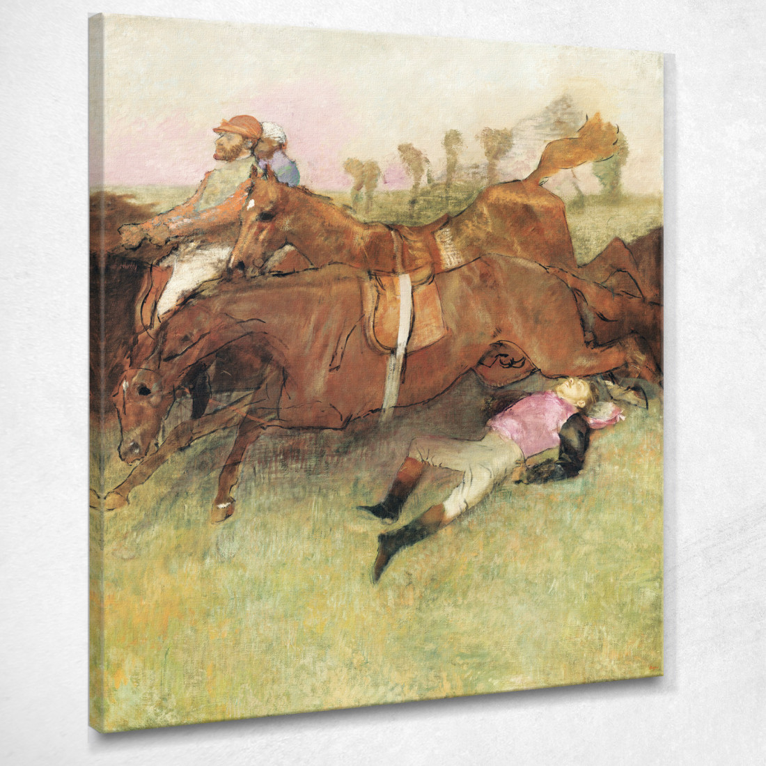 Scena Della Corsa A Ostacoli Il Fantino Caduto 1886 Edgar Degas edg69 quadro stampato su tela Scena Della Corsa A Ostacoli Il Fantino Caduto 1886 Edgar Degas edg69 quadro stampato su tela