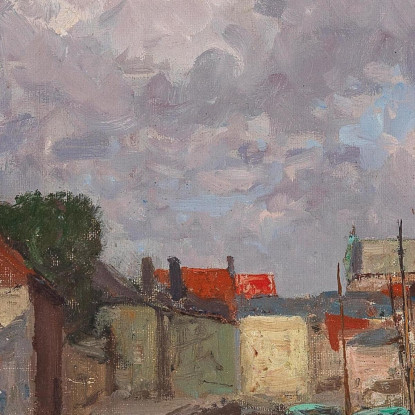 Un Canale Con Barche Prima Di Una Città Alfred Zoff azf1 quadro stampato su tela