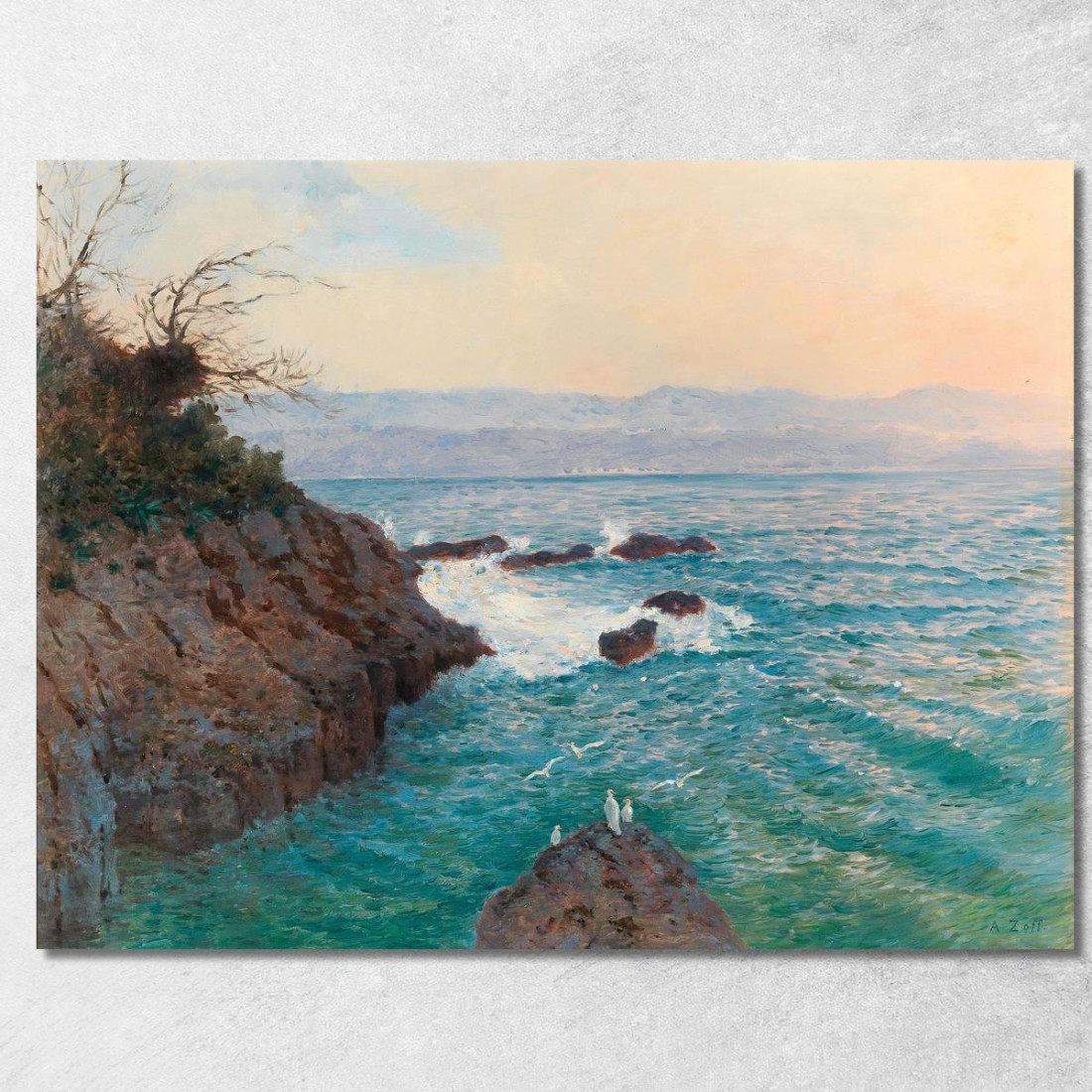 Una Vista Della Costa Di Nervi Alfred Zoff azf10 quadro stampato su tela Una Vista Della Costa Di Nervi Alfred Zoff azf10 quadro stampato su tela