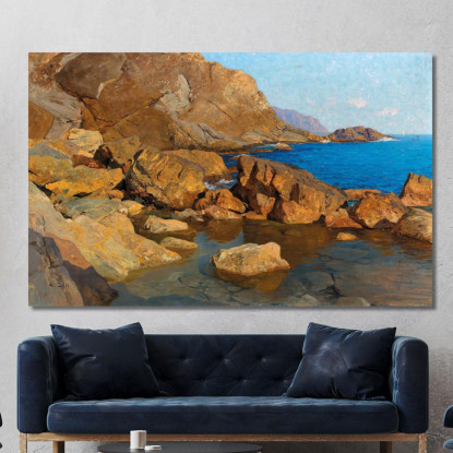 Costa Rocciosa Vicino A Nervi Nel Sole Della Sera Alfred Zoff azf34 quadro stampato su tela
