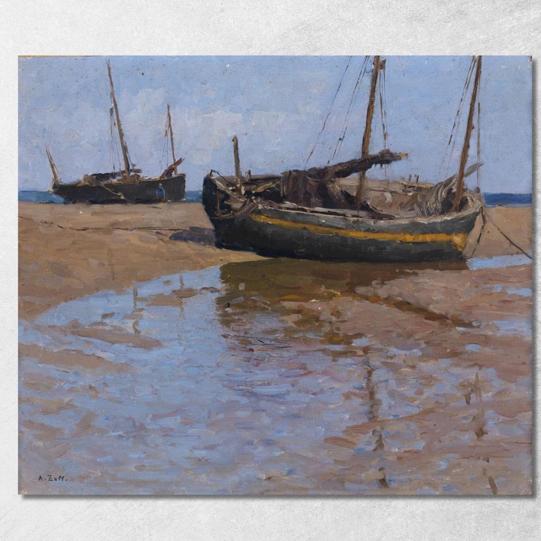 Barche Da Pesca Durante La Bassa Marea Alfred Zoff azf37 quadro stampato su tela Barche Da Pesca Durante La Bassa Marea Alfred Zoff azf37 quadro stampato su tela