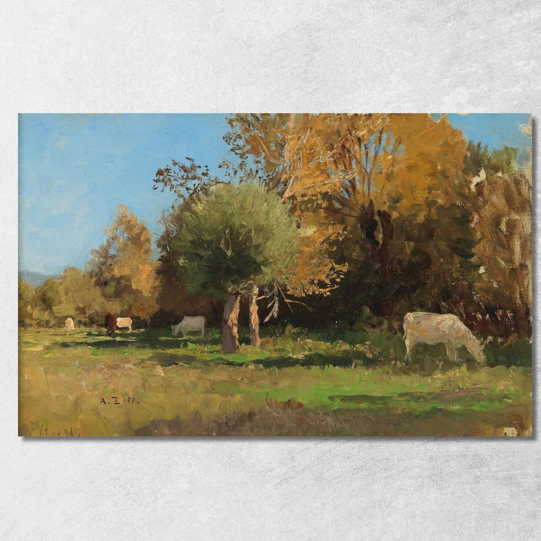 Mucche Al Pascolo Vicino A Langenpreising Alfred Zoff azf42 quadro stampato su tela Mucche Al Pascolo Vicino A Langenpreising Alfred Zoff azf42 quadro stampato su tela