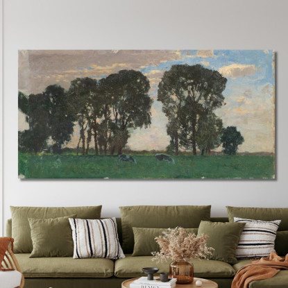 Pascolo Per Bestiame Langenpreising Con Grandi Alberi Alfred Zoff azf46 quadro stampato su tela