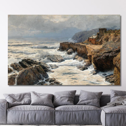 Riviera Che Infrange Le Onde A Boccadasse Alfred Zoff azf55 quadro stampato su tela