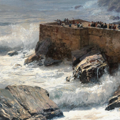 Riviera Che Infrange Le Onde A Boccadasse Alfred Zoff azf55 quadro stampato su tela