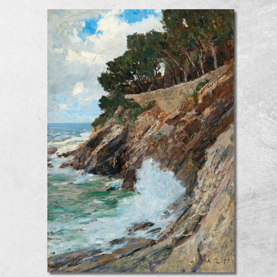 Scena Sulla Costa Di Nervi Alfred Zoff azf58 quadro stampato su tela Scena Sulla Costa Di Nervi Alfred Zoff azf58 quadro stampato su tela