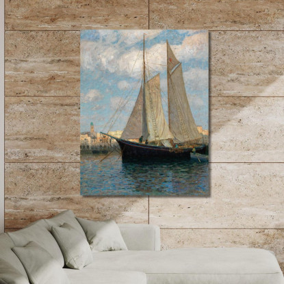 Navi Nel Porto Di Chioggia Alfred Zoff azf59 quadro stampato su tela