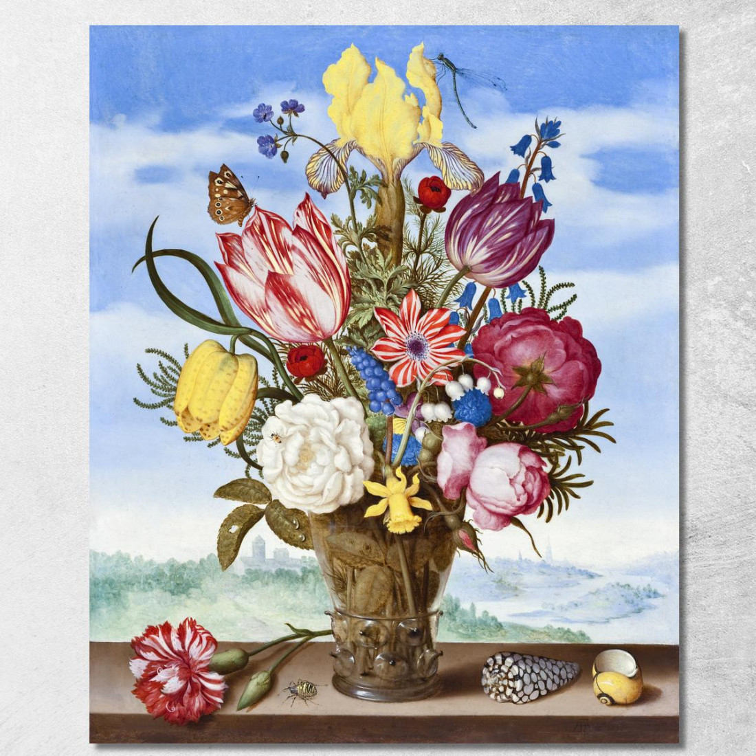 Mazzo Di Fiori Su Una Sporgenza 1619 Ambrosius Bosschaert abc1 quadro stampato su tela Mazzo Di Fiori Su Una Sporgenza 1619 Ambrosius Bosschaert abc1 quadro stampato su tela